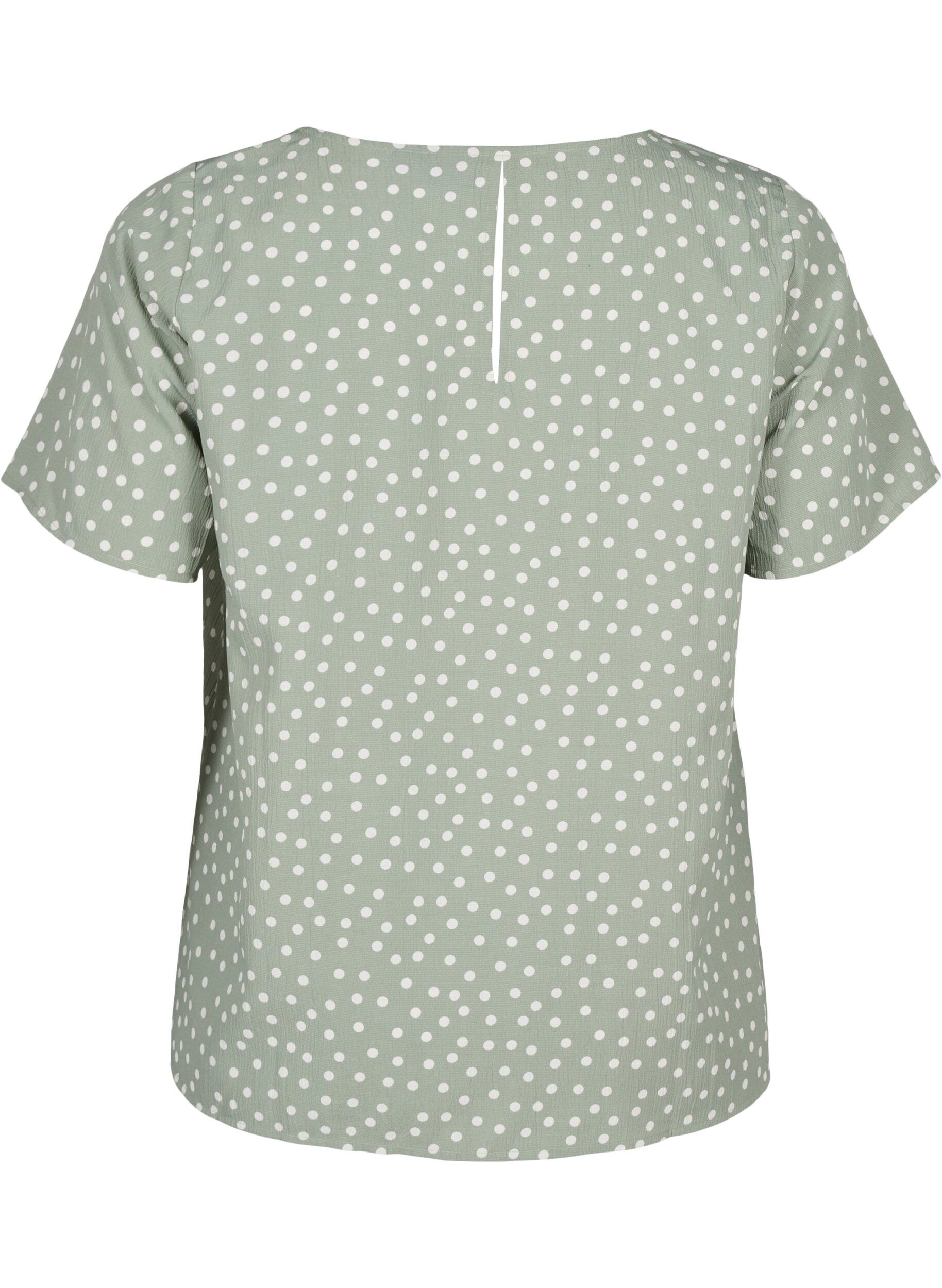 Zizzi FLASH - Kortermet bluse med trykk, Iceberg Green Dot, Packshot image number 1