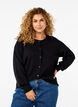 Strikkecardigan med rund hals og knapper, Svart, Model image number 0