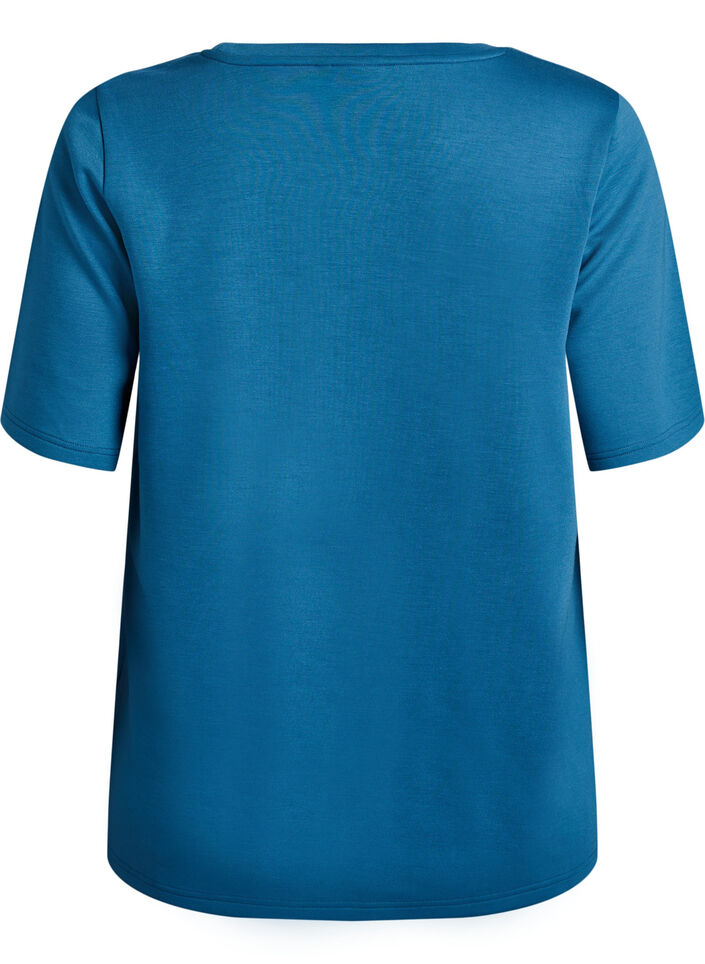 T-skjorte i modal blanding, Bl&aring;, Packshot image number 1