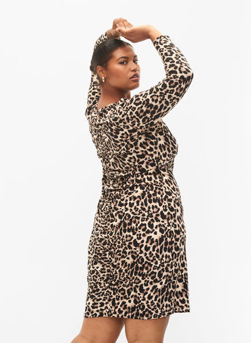 Langermet kjole i leopardmønster, Leo, Model image number 1