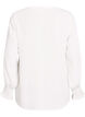 Bluse med smockmansjetter og V-hals, Vanilje, Packshot image number 1