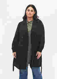 Trenchcoat med belte og lommer, Black, Model