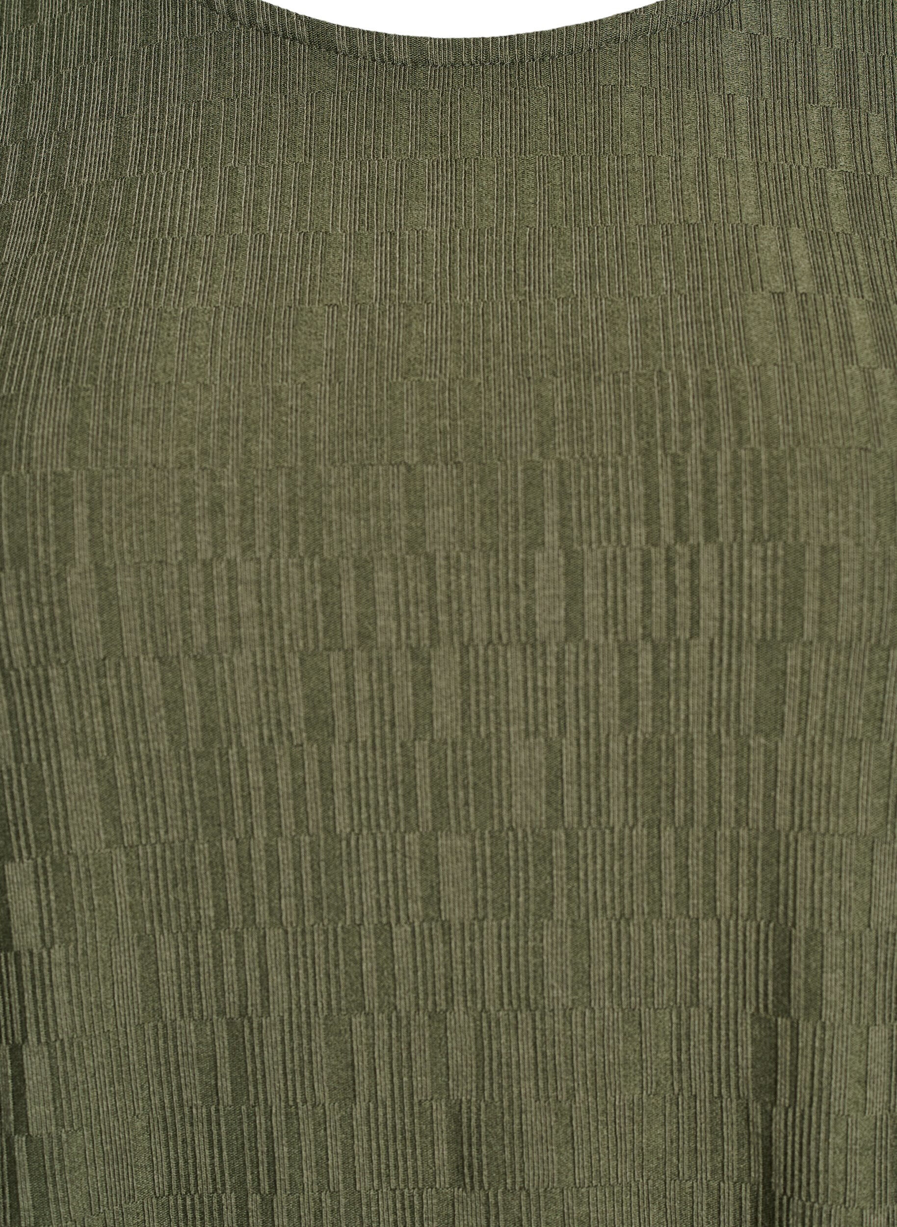 ZizziBluse med tekstur og 3/4 ermer, Gr&oslash;nn, Packshot image number 2