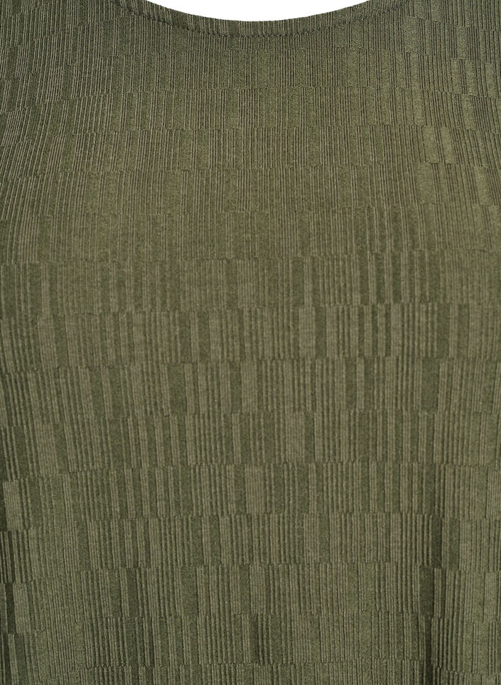 Bluse med tekstur og 3/4 ermer, Gr&oslash;nn, Packshot image number 2