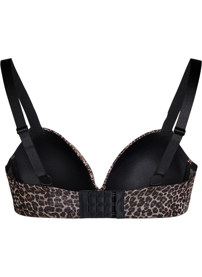 Formstøpt BH med leopardmønstret mesh, Brun, Packshot image number 1