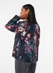 Bluse med blomstertrykk og vevd tekstur, Svart, Model image number 2