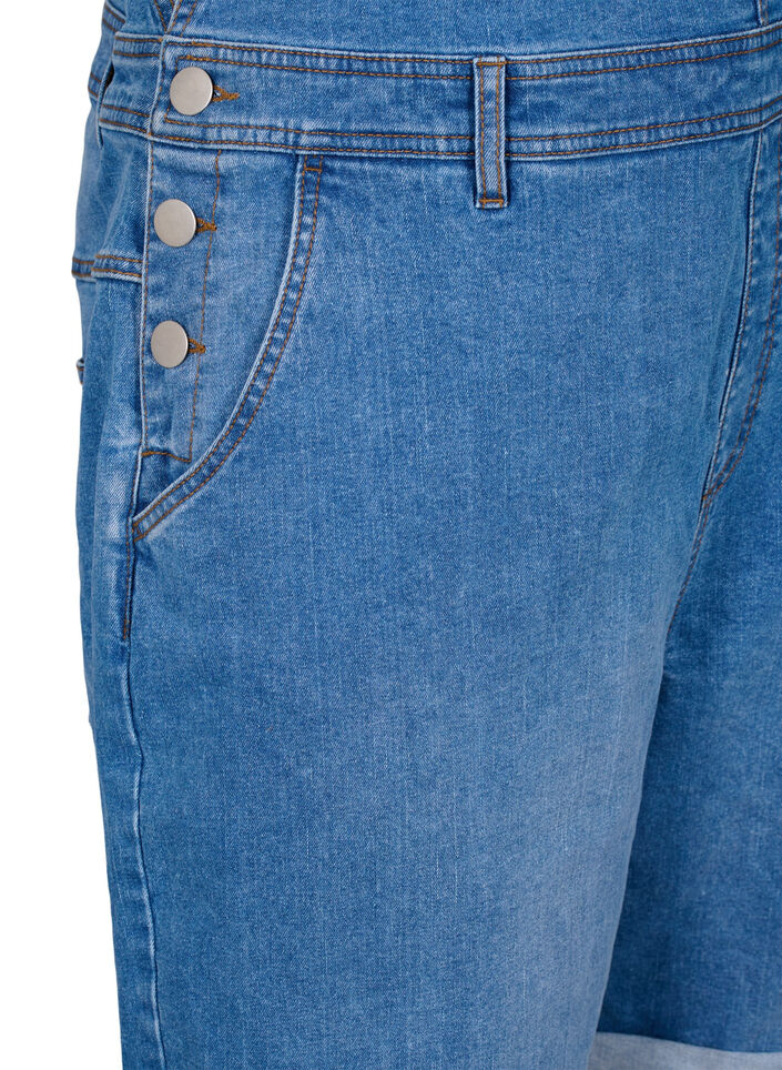 Denim overallshorts, Blå, Packshot image number 3