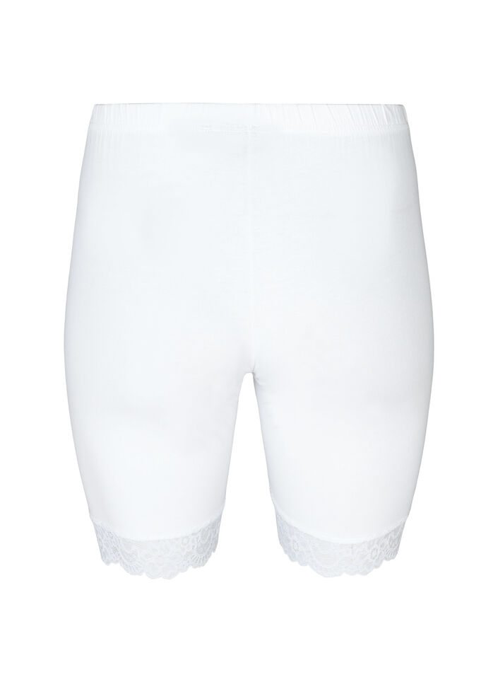 Sykkelshorts med blondekant, Hvit, Packshot image number 1