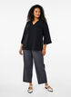 Bluse med 3/4 ermer, Svart, Model image number 1