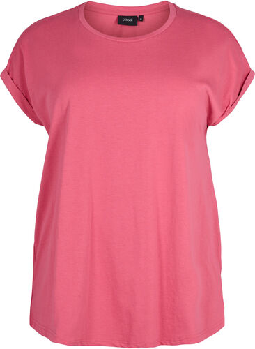 Kortermet T-skjorte i bomullsblanding, Rasperry Pink, Packshot image number 0