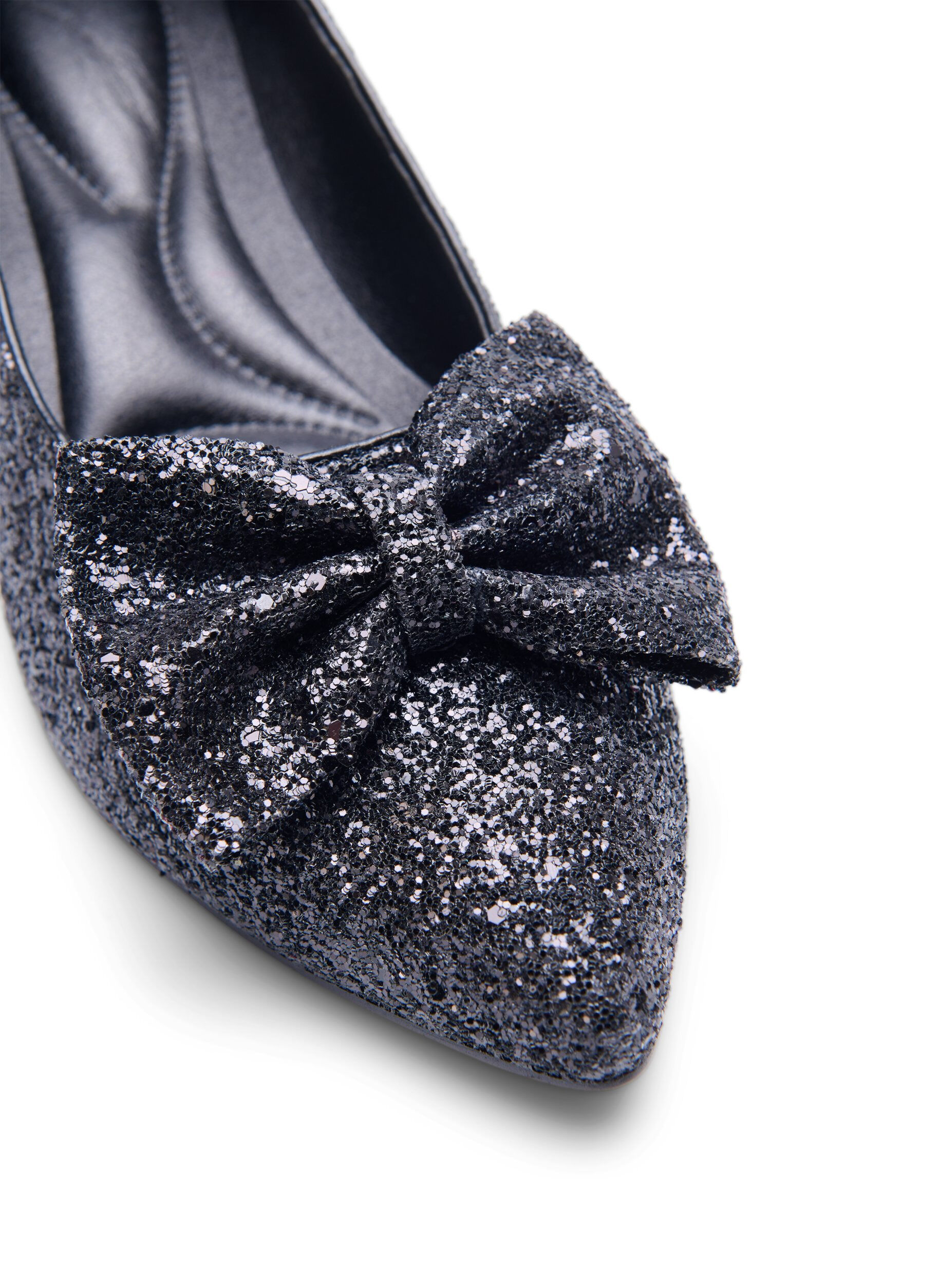Zizzi Wide fit - Glitterpumps med sl&oslash;yfe, Svart, Packshot image number 3