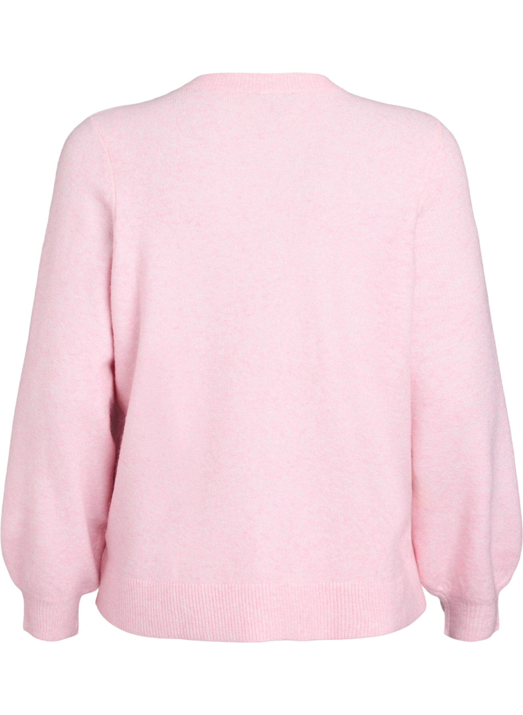 Zizzi Cardigan i myk strikk med gullfargede knapper, Rosa, Packshot image number 1