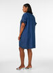 Kjole i denim-uttrykk med knappelukking og volangermer, Bl&aring;, Model image number 2