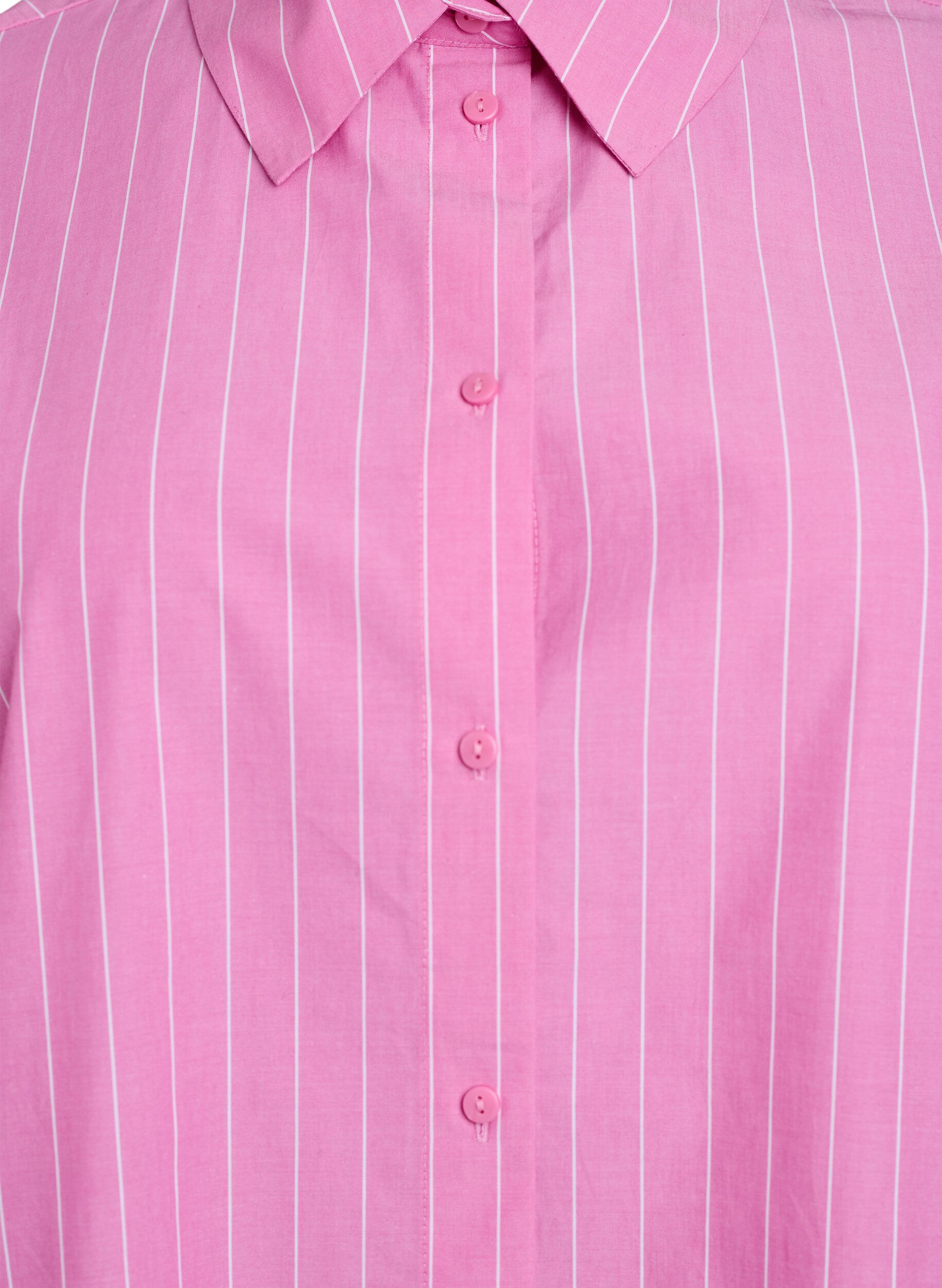 Zizzi Bluse med smale striper og knytedetalj p&aring; ryggen, Rosa, Packshot image number 2