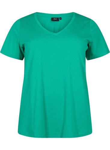 Kortermet T-skjorte med V-hals, Simply Green, Packshot image number 0