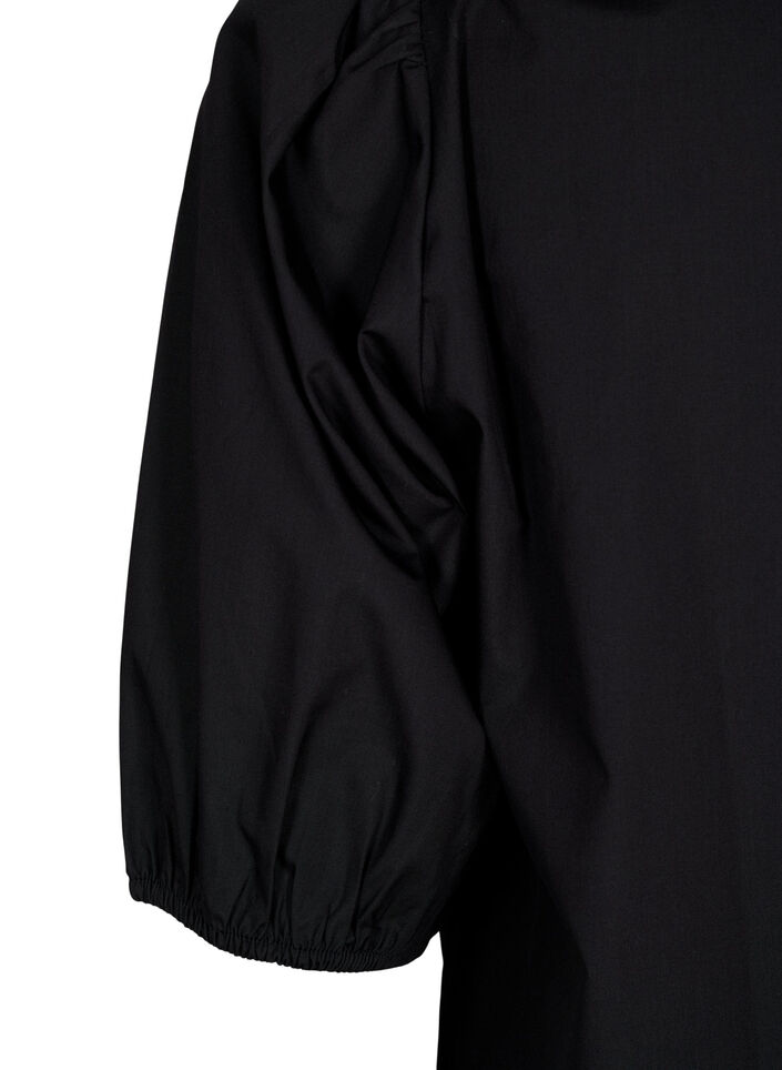 Kortermet bluse med blondedetalj, Black, Packshot image number 3