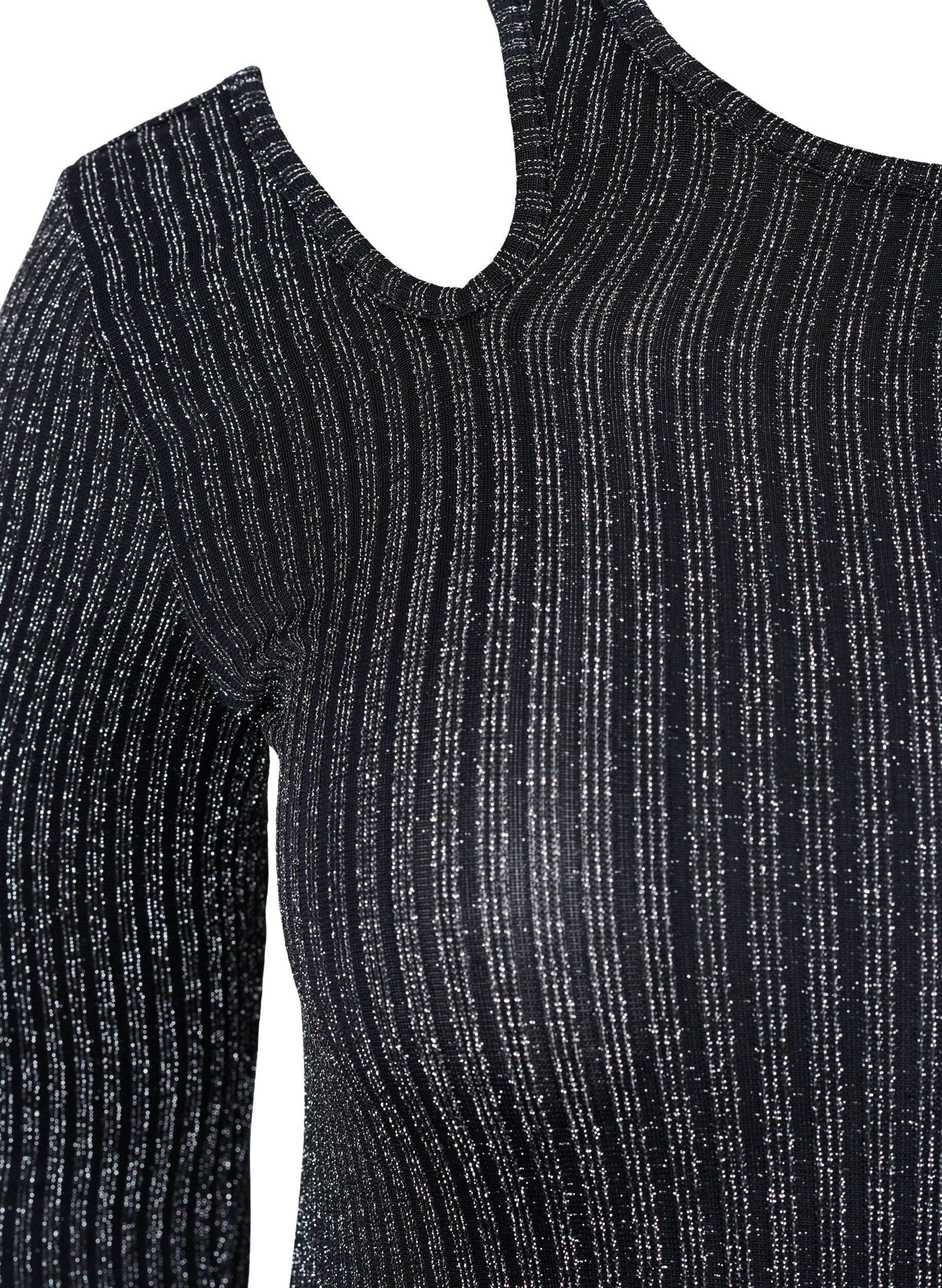 Zizzi Langermet bluse med glitter, B. w. Silver Stripes, Packshot image number 2