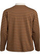 Stripete poloskjorte med glidelås, Brun, Packshot image number 1