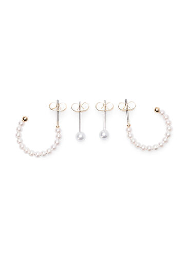 2 par øredobber med perler , Gold w. Pearl, Packshot image number 0