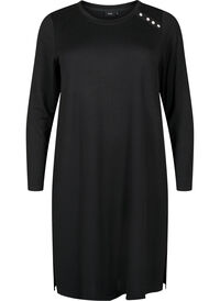 Langermet jerseykjole med knappedetaljer