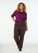 Bluse med knappedetaljer og korte puffermer, M&oslash;rk Bordeaux, Model image number 1