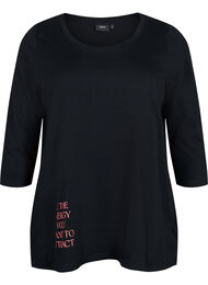 T-skjorte i bomull med 3/4-ermer, Black