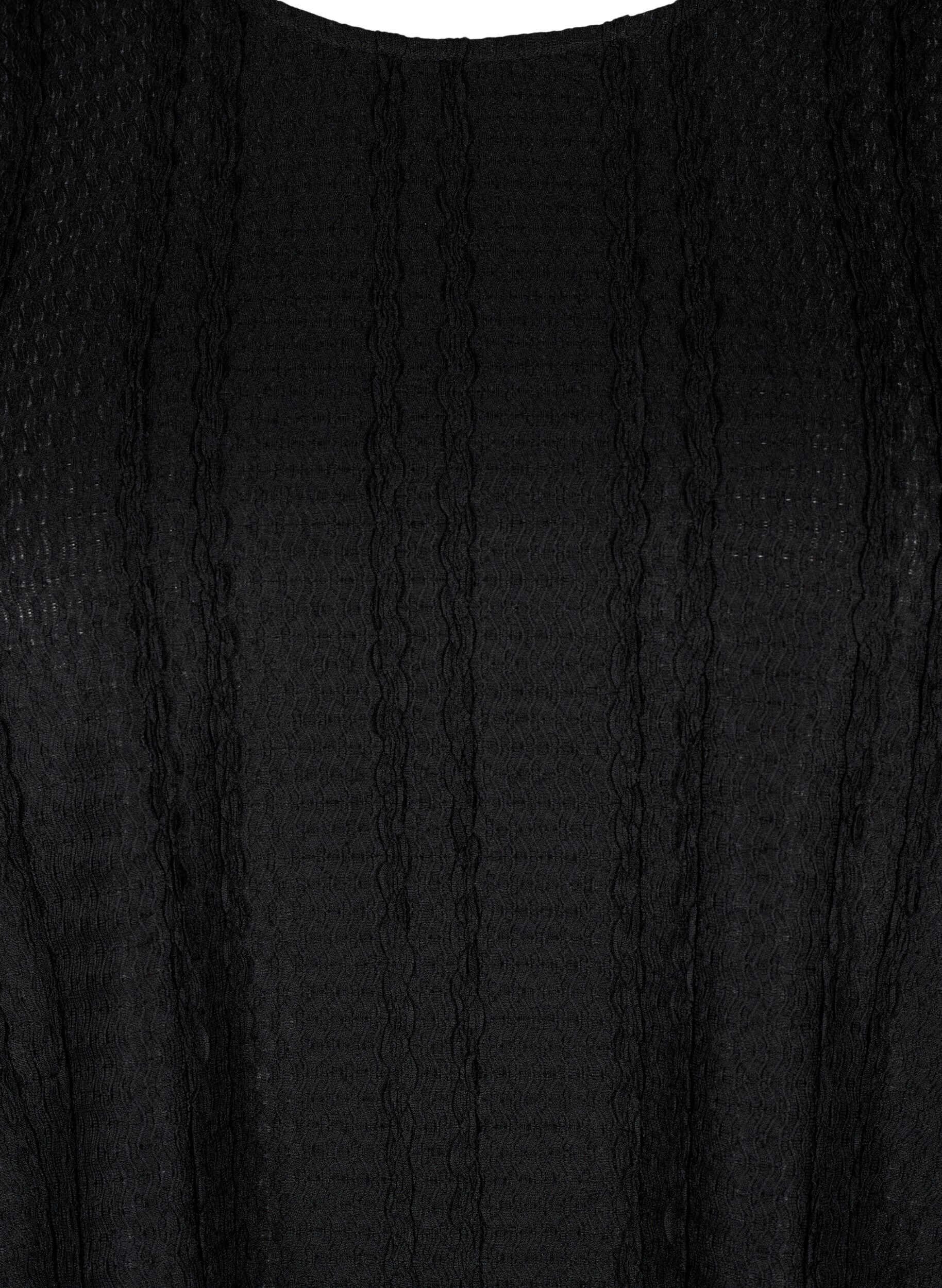 Zizzi Langermet bluse med tekstur, Black, Packshot image number 2