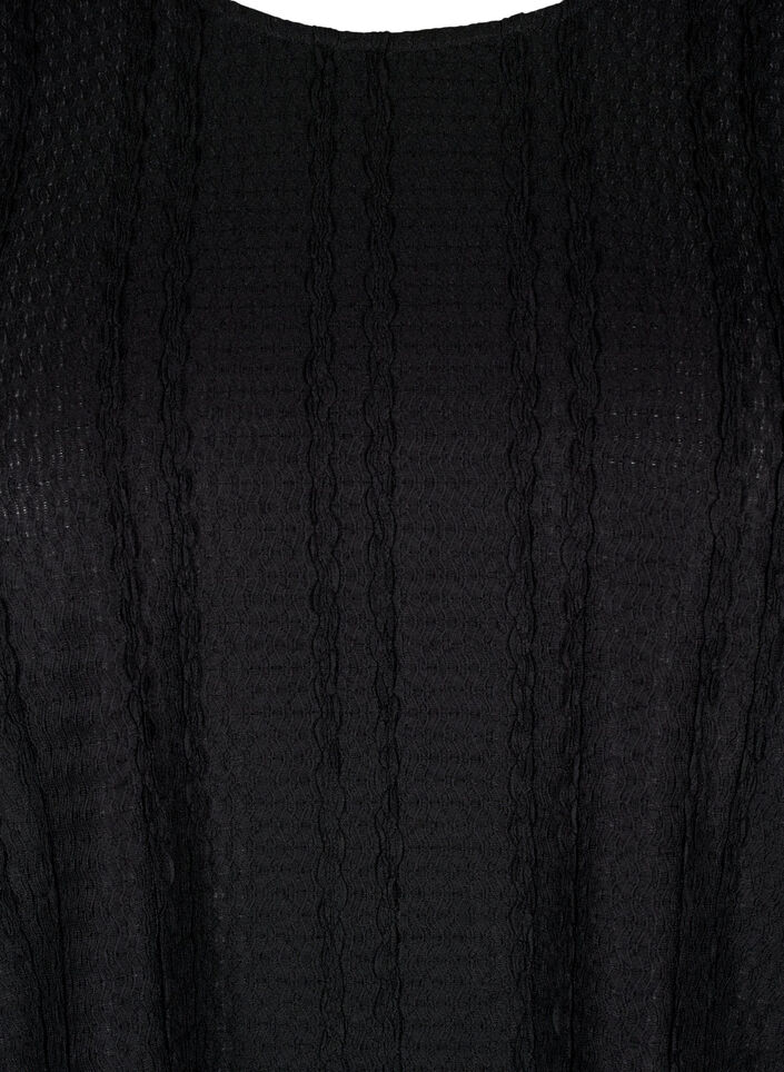 Langermet bluse med tekstur, Black, Packshot image number 2