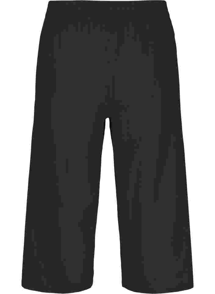 7/8-bukser i bomullsmiks med lin, Black, Packshot image number 1