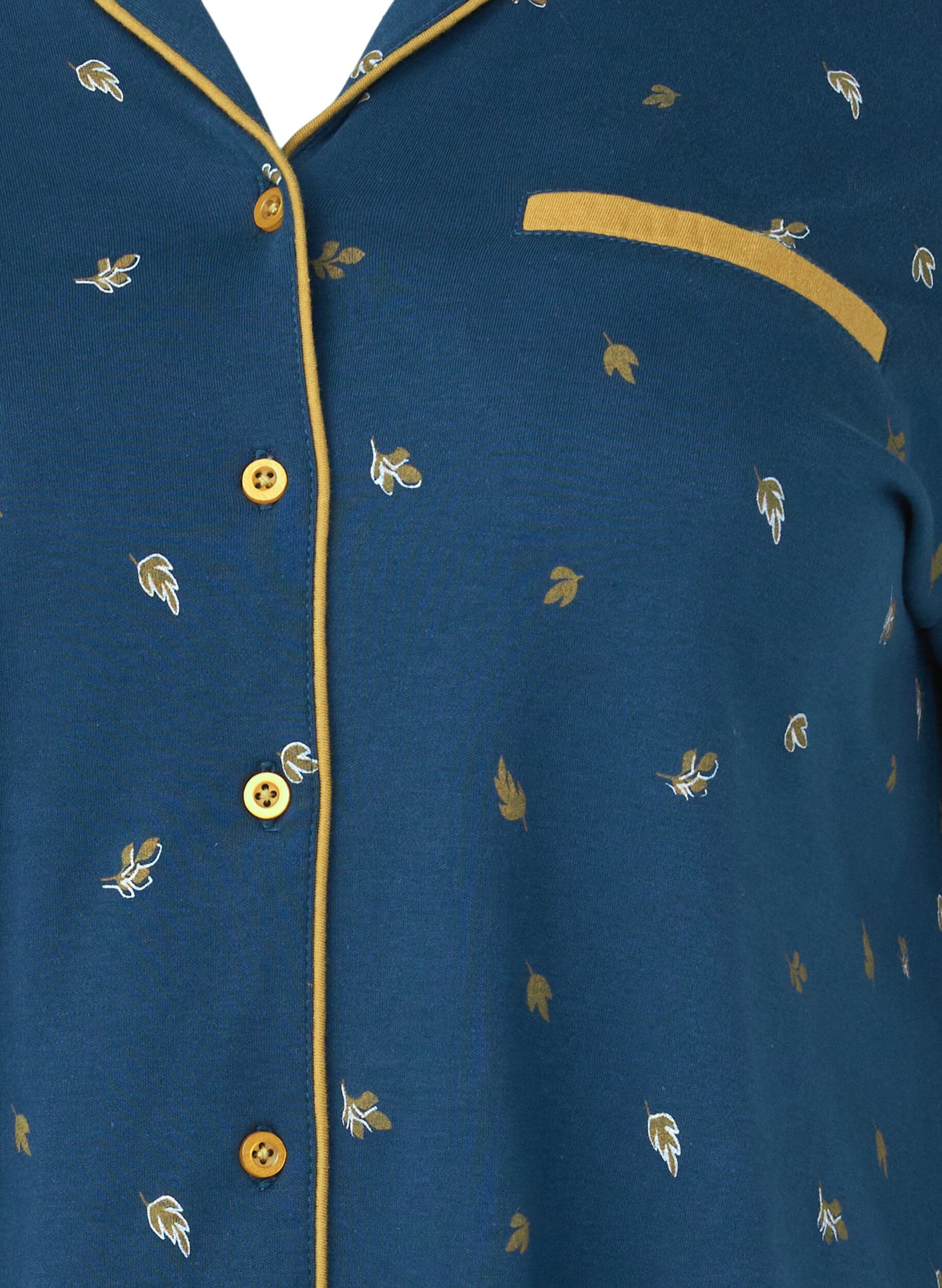 Zizzi Nattskjorte i bomull, Blue Opal AOP, Packshot image number 2