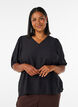 Viskosebluse med V-hals, Svart, Model image number 0