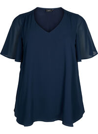 V-hals bluse med korte ermer