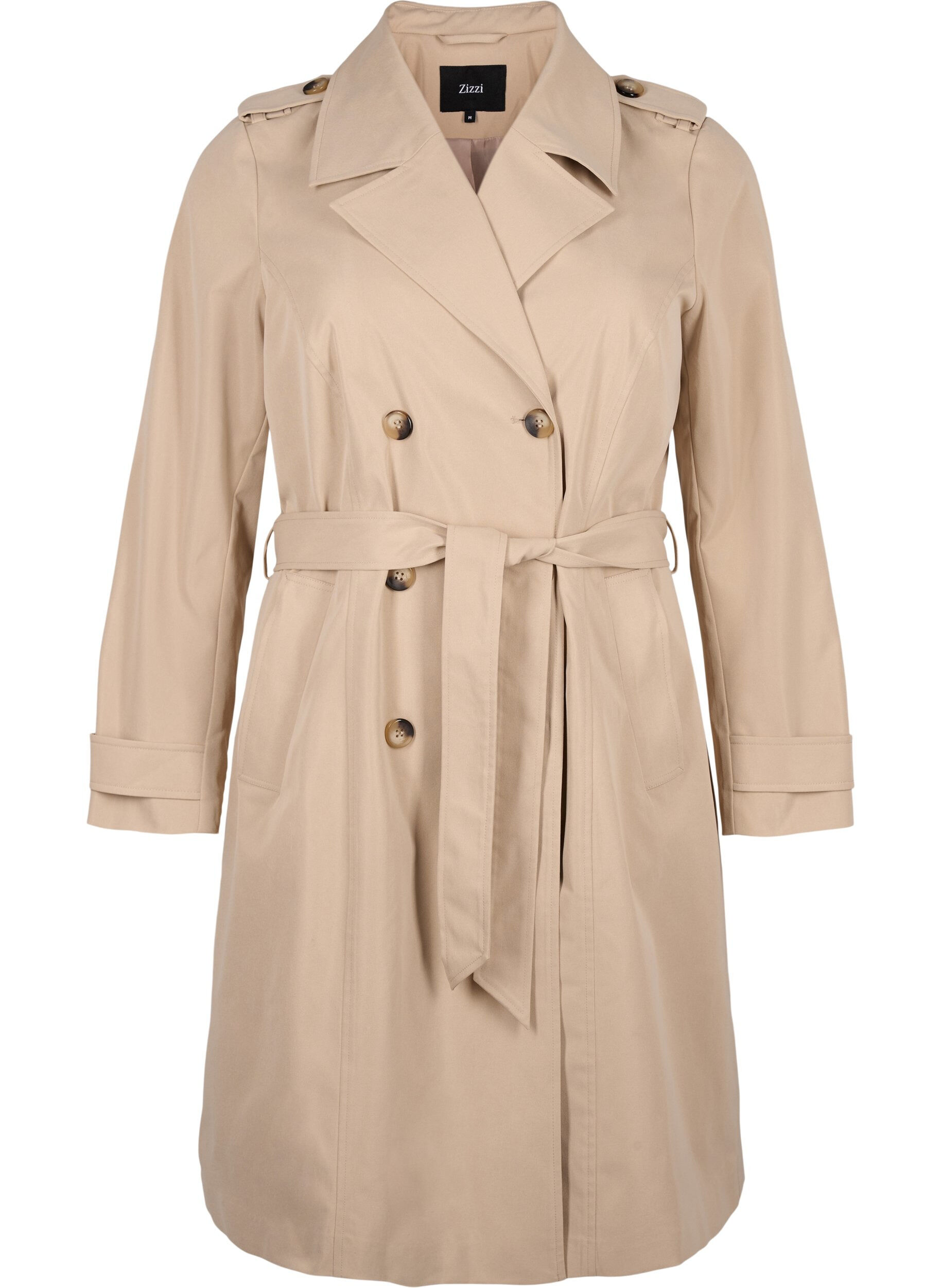 Zizzi Trenchcoat med lommer og belte, Nomad, Packshot image number 0