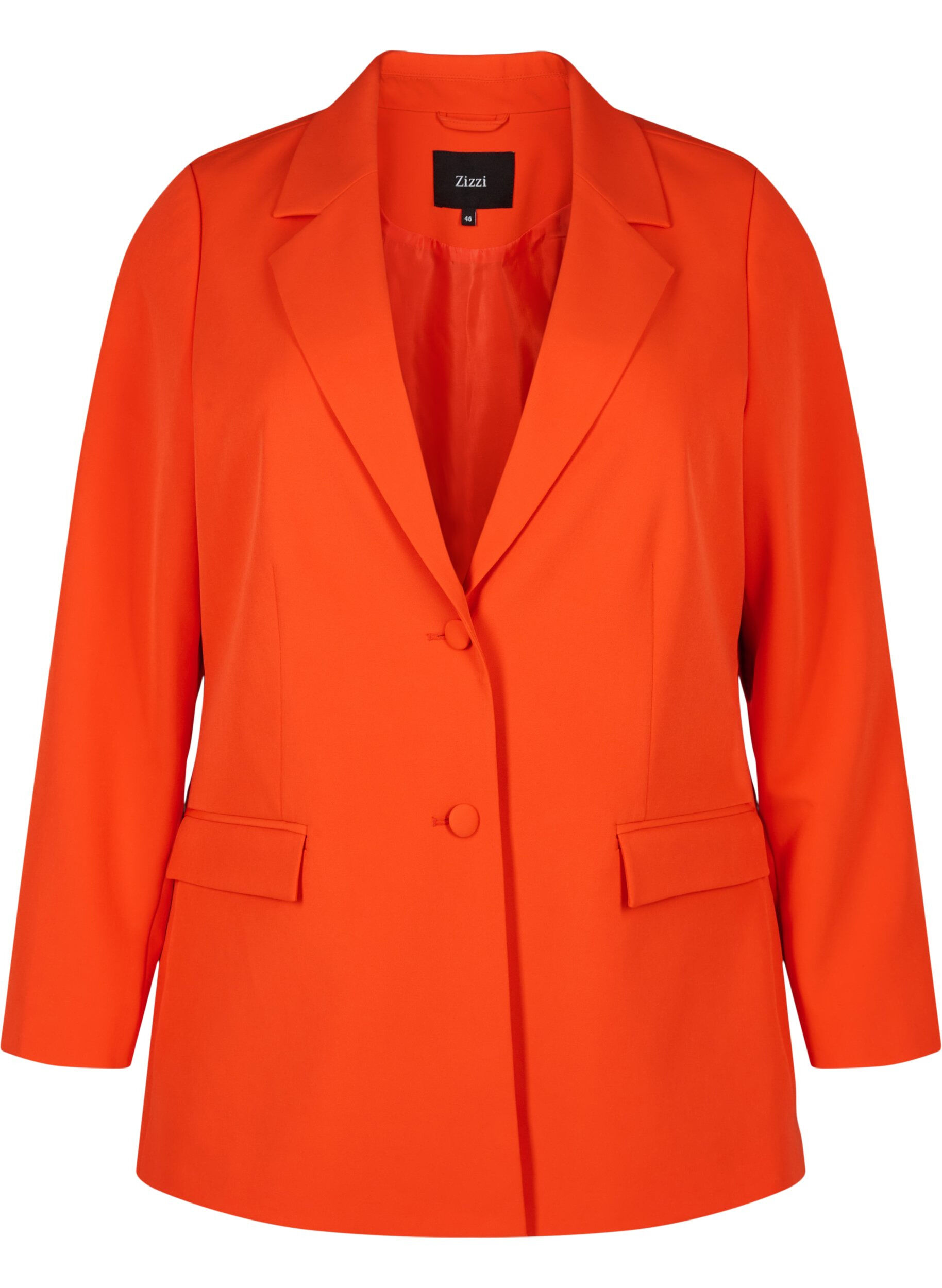 Zizzi Klassisk blazer med knappelukking, Orange.com, Packshot image number 0