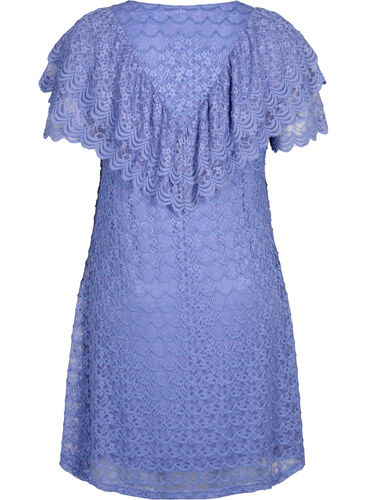 Kortermet blondekjole med brede volanger, Lavender Violet, Packshot image number 1