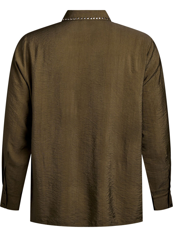 Skjorte med nagler, Dark Olive, Packshot