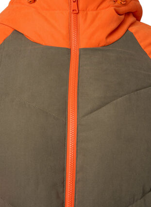 Lang fargeblokket vinterjakke med hette, Bungee Cord Comb, Packshot image number 2
