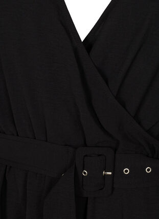 Kortermet kjole med belte, Black, Packshot image number 2
