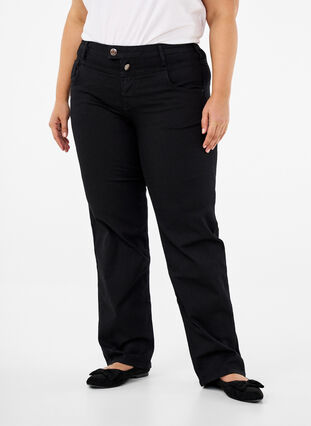 Zizzi Regular fit Gemma jeans med høyt liv, Black, Model image number 3