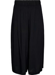 Culottes i viskose med h&oslash;y midje og vide ben, Svart