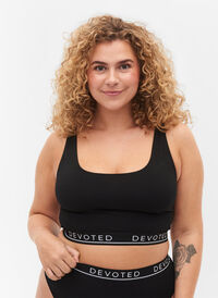 Sømløs BH med tekst, Black, Model