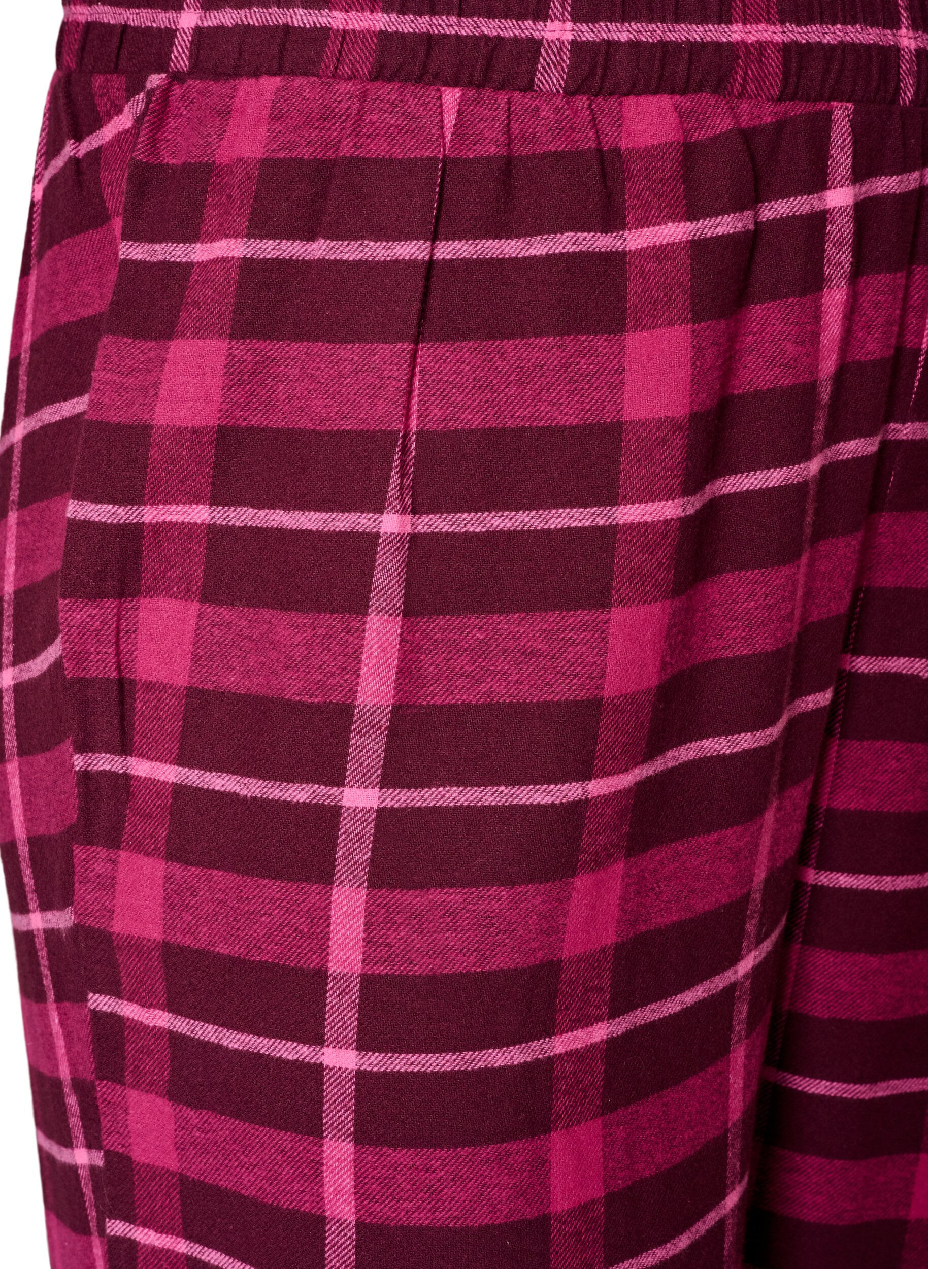 ZizziRutete bomulls pyjamasbukser, R&oslash;d, Packshot image number 2