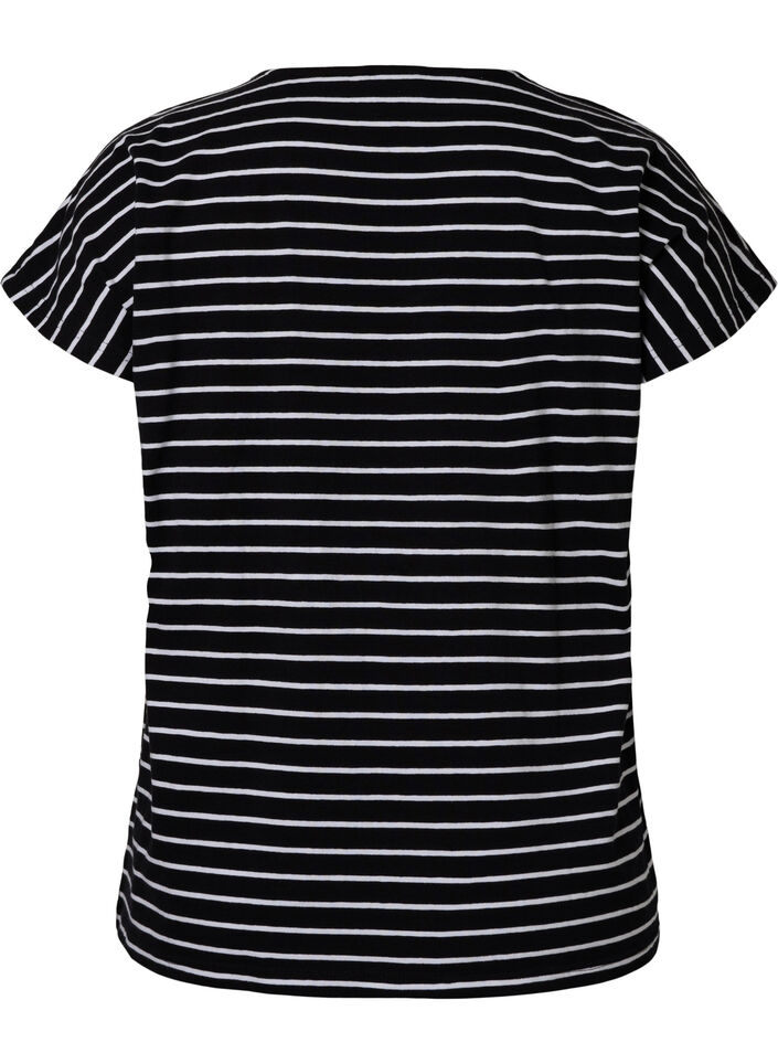 T-skjorte i bomull med striper, Black W. Stripe, Packshot image number 1