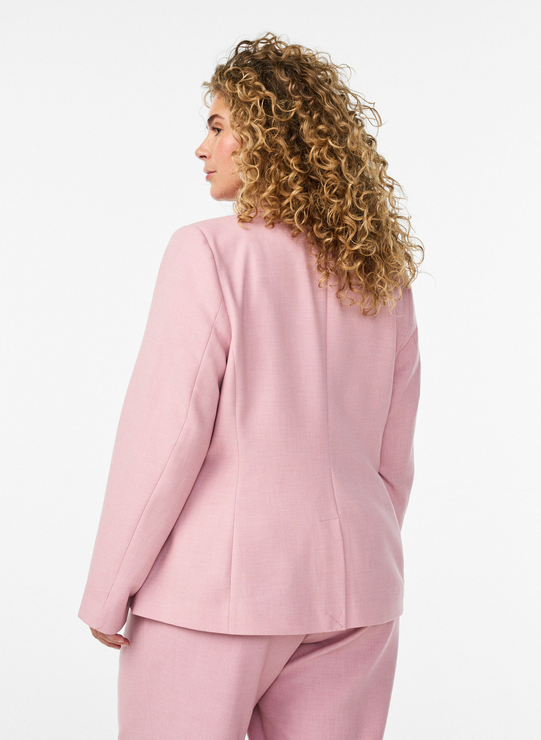 Zizzi Klassisk blazer med enkel knappelukking og lommer, Rosa, Model image number 2