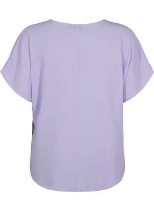 Bluse med korte ermer og rund hals, Lavender, Packshot image number 1