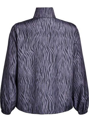 Zizzi Løpejakke med høy hals og justerbar fold, Grey Zebra AOP, Packshot image number 1
