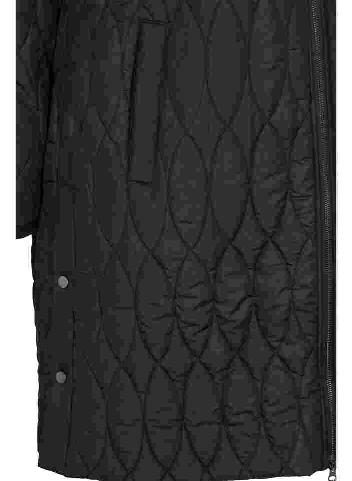 Quiltet termojakke med glidelås og lommer, Black, Packshot image number 3