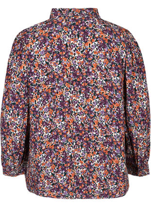 Blomstret skjorte i viskose, Purple flower AOP, Packshot image number 1