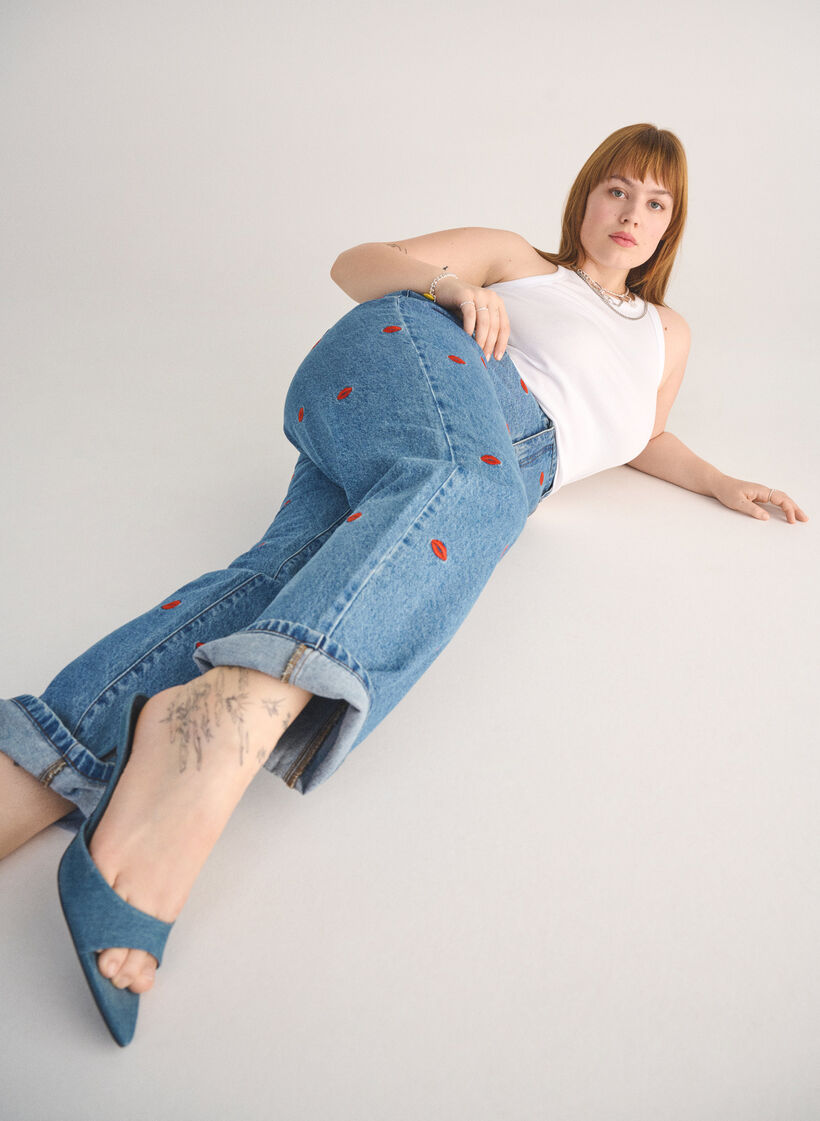 Høy midje Gemma jeans med lepper, LB Kiss, Image