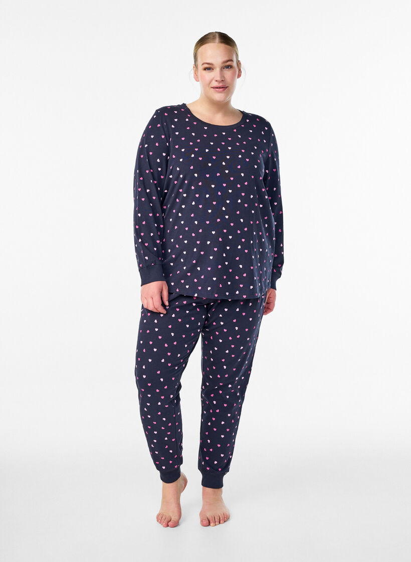 Trykte pyjamasbukser, Bl&aring;, Model image number 0